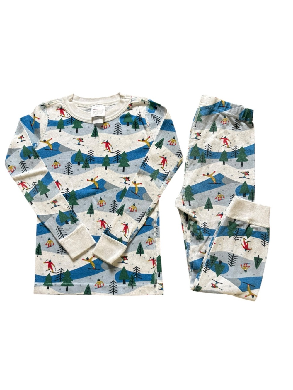 Hanna Andersson Organic Cotton Pajama Set Winter Ski Print Kids Size 5 or 110cm